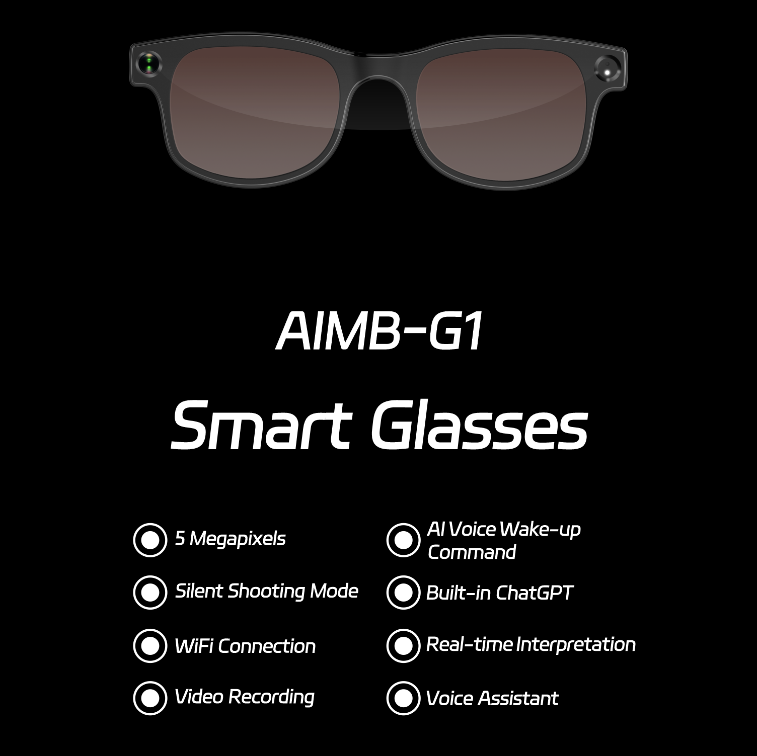 Koepovk 500w Camera Glasses Smart Video Sunglasses