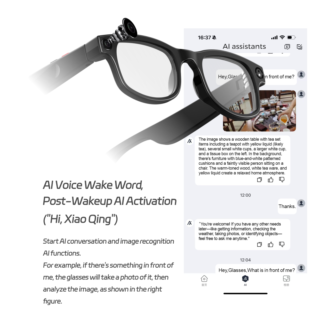 Koepovk 500w Camera Glasses Smart Video Sunglasses