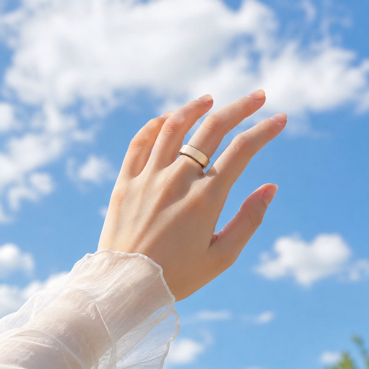Gold Matte Glitter Couple Smart Ring – Love Signal & Health Tracking Ring
