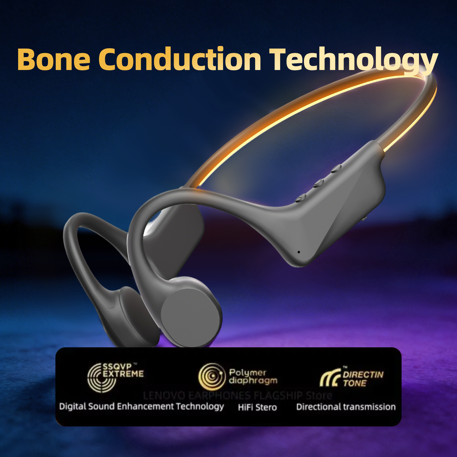 LED Light Open-Ear Bone Conduction Headphones | For Night Sports