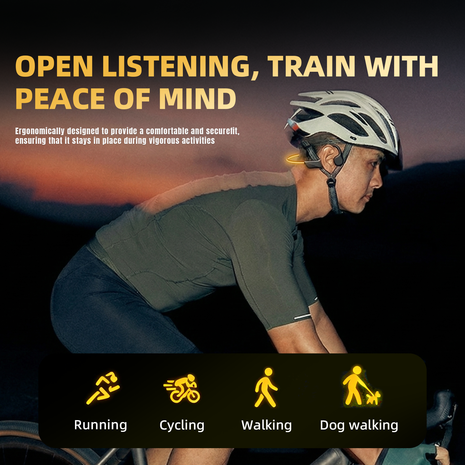 LED Light Open-Ear Bone Conduction Headphones | For Night Sports