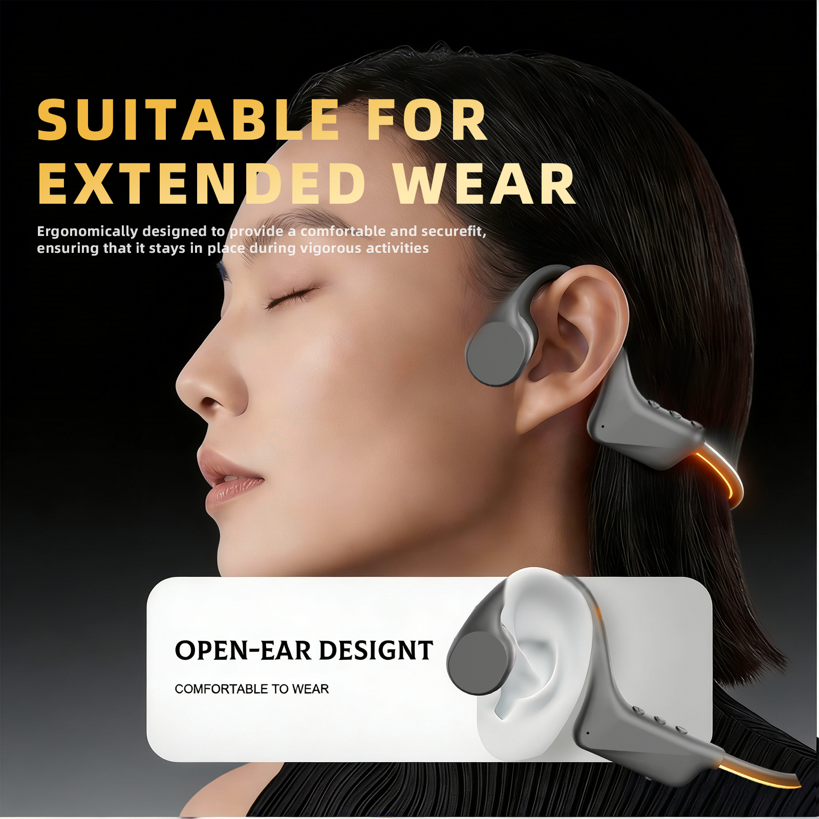 LED Light Open-Ear Bone Conduction Headphones | For Night Sports