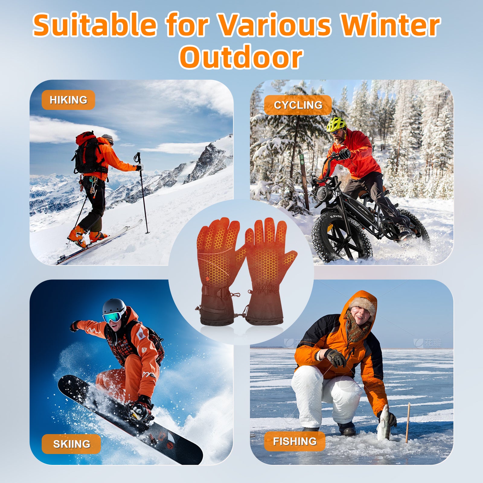 Heated Gloves – 7.4V Rechargeable, Waterproof, Touchscreen