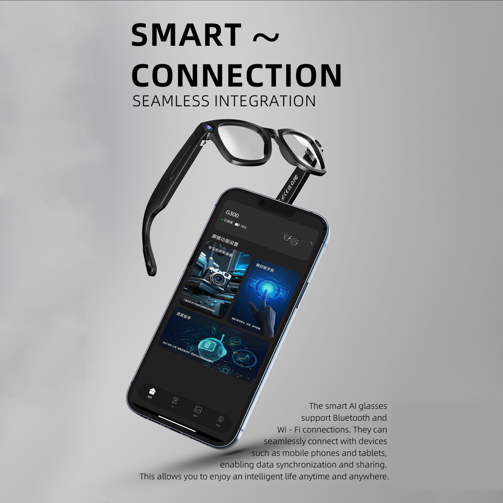 Koepovk 800W Camera Glasses Smart Video Sunglasses